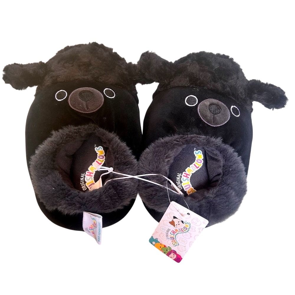 Squishmallows Black‎ Poodle Sheep Plush Slippers Kids Size 13/1 New With Tags
